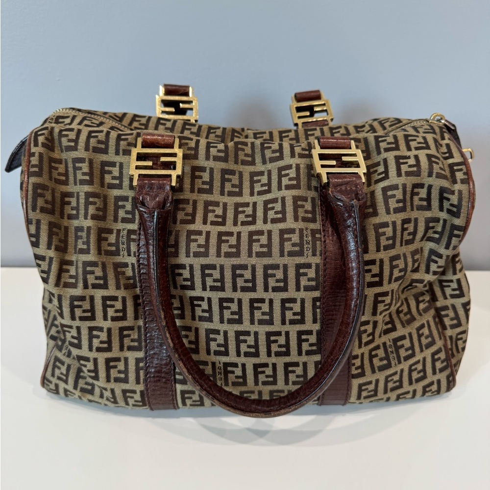 Fendi Brown and Tan Satchel with Iconic Design